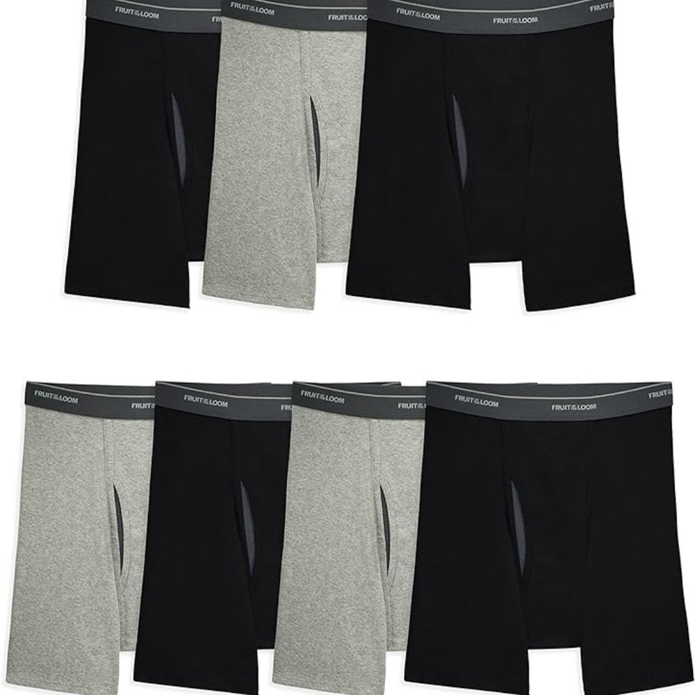 NWT 7 PACK Fruit of the Loom Men's Coolzone Boxer Briefs Black & Gray